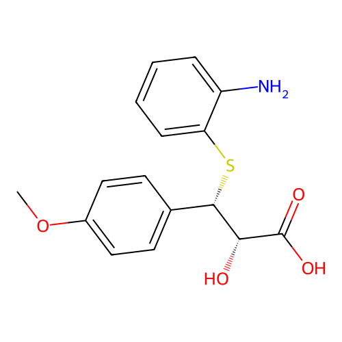 (S-(R*,R*))-3-((o-Aminophenyl)thio)-3-(p-methoxyphenyl)lactic acid structure