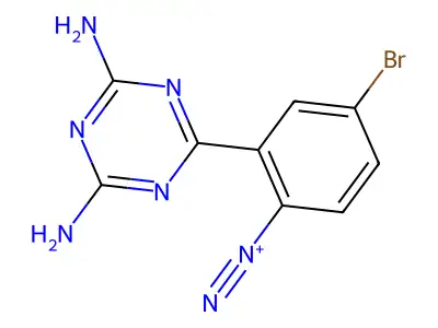 4-Bromo-2-(4,6-diamino-1,3,5-triazin-2-yl)benzenediazonium structure