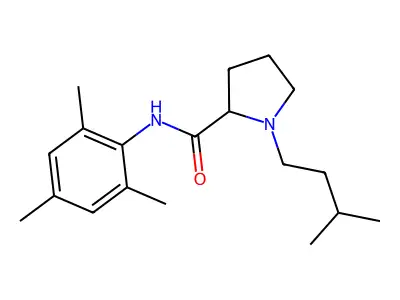 1-isopentyl-N-mesityl-2-pyrrolidinecarboxamide structure