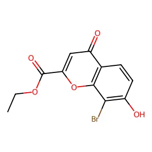 4H-1-Benzopyran-2-carboxylic acid, 8-bromo-7-hydroxy-4-oxo-, ethyl ester structure
