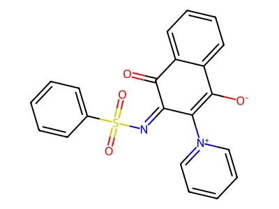 3-(Benzenesulfonylimino)-4-oxo-2-pyridin-1-ium-1-ylnaphthalen-1-olate structure
