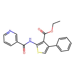 Ethyl 4-phenyl-2-(3-pyridylcarbonylamino)thiophene-3-carboxylate structure