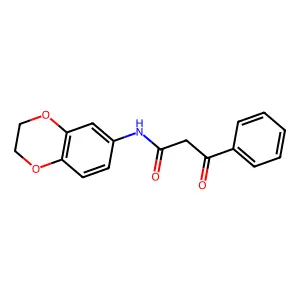 N-(2,3-dihydro-1,4-benzodioxin-6-yl)-3-oxo-3-phenylpropanamide structure
