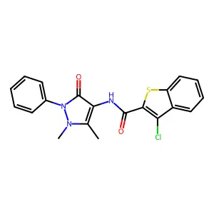 3-Chloro-N-(1,5-dimethyl-3-oxo-2-phenyl-2,3-dihydro-1H-pyrazol-4-yl)-1-benzothiophene-2-carboxamide structure