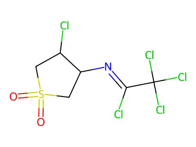 2,2,2-trichloro-N-(4-chloro-1,1-dioxothiolan-3-yl)ethanimidoyl chloride structure