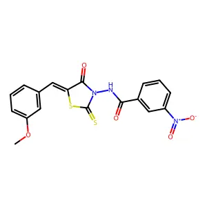 (Z)-N-(5-(3-methoxybenzylidene)-4-oxo-2-thioxothiazolidin-3-yl)-3-nitrobenzamide structure