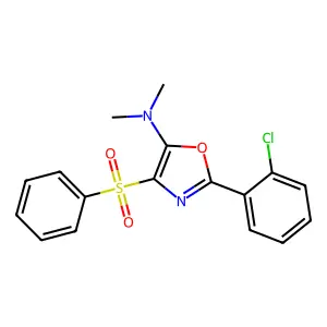4-(benzenesulfonyl)-2-(2-chlorophenyl)-N,N-dimethyl-1,3-oxazol-5-amine structure