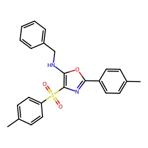 N-benzyl-2-(p-tolyl)-4-tosyloxazol-5-amine structure