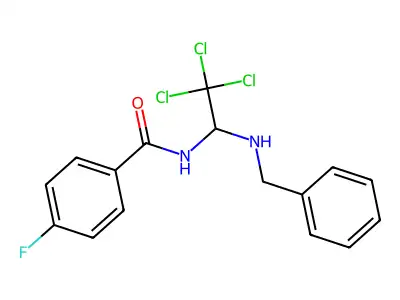N-[1-(benzylamino)-2,2,2-trichloroethyl]-4-fluorobenzamide structure