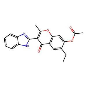 3-(1H-benzimidazol-2-yl)-6-ethyl-2-methyl-4-oxo-4H-chromen-7-yl acetate structure