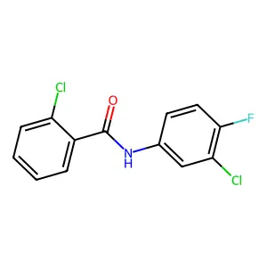 2-chloro-N-(3-chloro-4-fluorophenyl)benzamide structure