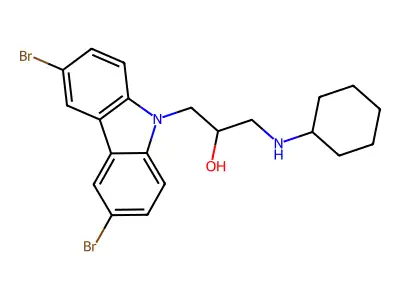 1-(cyclohexylamino)-3-(3,6-dibromo-9H-carbazol-9-yl)propan-2-ol structure