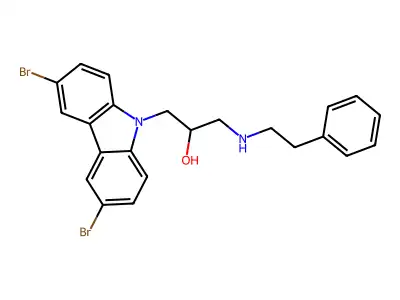 1-(3,6-Dibromo-carbazol-9-yl)-3-phenethylamino-propan-2-ol structure