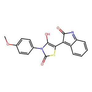 (E)-3-(4-methoxyphenyl)-5-(2-oxoindolin-3-ylidene)thiazolidine-2,4-dione structure