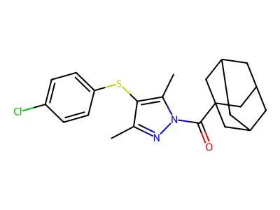 1-Adamantyl-[4-(4-chlorophenyl)sulfanyl-3,5-dimethylpyrazol-1-yl]methanone structure