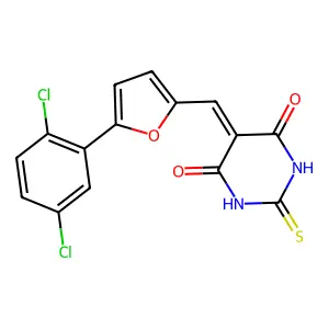 5-((5-(2,5-dichlorophenyl)furan-2-yl)methylene)-2-thioxodihydropyrimidine-4,6(1H,5H)-dione structure