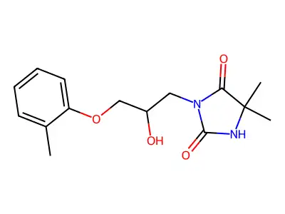 3-[2-Hydroxy-3-(2-methylphenoxy)propyl]-5,5-dimethylimidazolidine-2,4-dione structure
