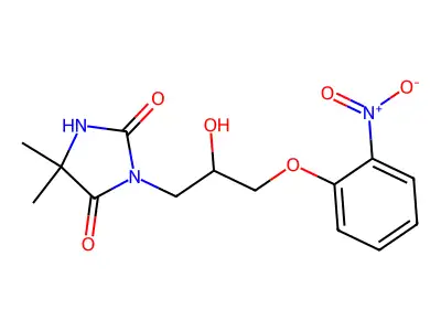 3-[2-Hydroxy-3-(2-nitrophenoxy)propyl]-5,5-dimethylimidazolidine-2,4-dione structure