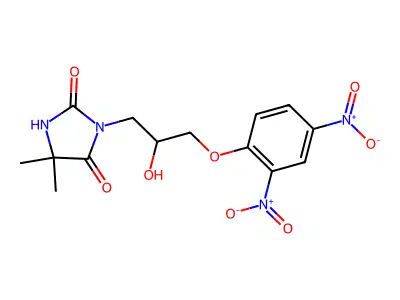 3-[3-(2,4-Dinitrophenoxy)-2-hydroxypropyl]-5,5-dimethylimidazolidine-2,4-dione structure