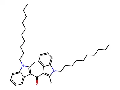 1-Decyl-3-(1-decyl-2-methyl-1H-indole-3-carbonyl)-2-methyl-1H-indole structure