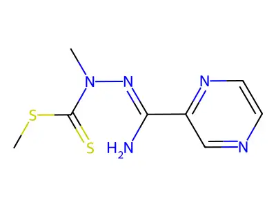 methyl N-[[amino(pyrazin-2-yl)methylidene]amino]-N-methylcarbamodithioate structure