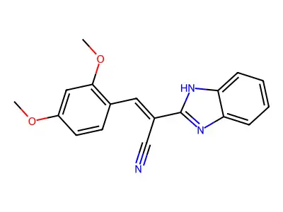 (2E)-2-(1H-benzimidazol-2-yl)-3-(2,4-dimethoxyphenyl)prop-2-enenitrile structure
