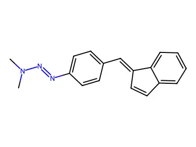 N-[[4-(inden-1-ylidenemethyl)phenyl]diazenyl]-N-methylmethanamine structure