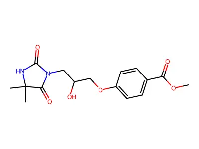 Methyl 4-[3-(4,4-dimethyl-2,5-dioxoimidazolidin-1-yl)-2-hydroxypropoxy]benzoate structure