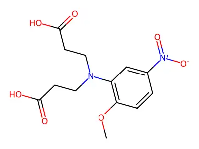 3-((2-Carboxyethyl)(2-methoxy-5-nitrophenyl)amino)propanoic acid structure
