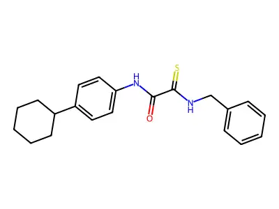 2-(benzylamino)-N-(4-cyclohexylphenyl)-2-thioxoacetamide structure