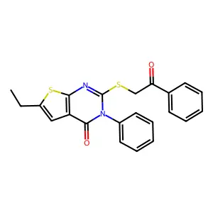 6-Ethyl-2-phenacylsulfanyl-3-phenylthieno[2,3-d]pyrimidin-4-one structure