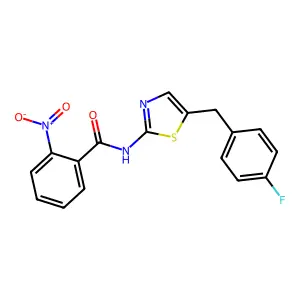 N-(5-(4-fluorobenzyl)thiazol-2-yl)-2-nitrobenzamide structure