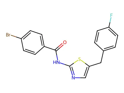 4-bromo-N-[5-(4-fluorobenzyl)-1,3-thiazol-2-yl]benzamide structure