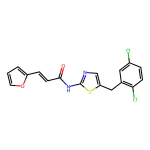 (E)-N-(5-(2,5-dichlorobenzyl)thiazol-2-yl)-3-(furan-2-yl)acrylamide structure