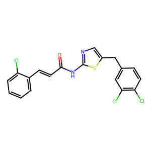 (E)-3-(2-chlorophenyl)-N-(5-(3,4-dichlorobenzyl)thiazol-2-yl)acrylamide structure
