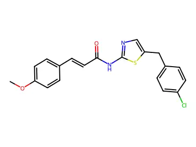 (2E)-N-[5-(4-chlorobenzyl)-1,3-thiazol-2-yl]-3-(4-methoxyphenyl)prop-2-enamide structure