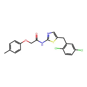 N-[5-(2,5-dichlorobenzyl)-1,3-thiazol-2-yl]-2-(4-methylphenoxy)acetamide structure