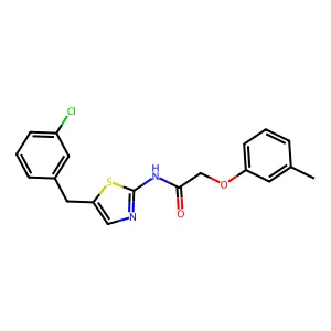 N-{5-[(3-Chlorophenyl)methyl]-1,3-thiazol-2-YL}-2-(3-methylphenoxy)acetamide structure