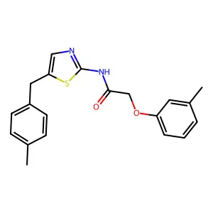 2-(3-Methylphenoxy)-N-{5-[(4-methylphenyl)methyl]-1,3-thiazol-2-YL}acetamide structure