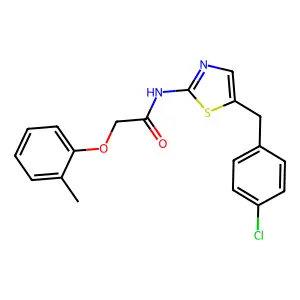N-{5-[(4-Chlorophenyl)methyl]-1,3-thiazol-2-YL}-2-(2-methylphenoxy)acetamide structure