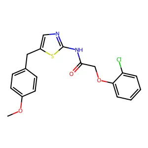 2-(2-chlorophenoxy)-N-(5-(4-methoxybenzyl)thiazol-2-yl)acetamide structure