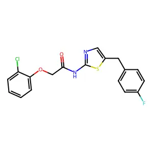 2-(2-chlorophenoxy)-N-[5-[(4-fluorophenyl)methyl]-1,3-thiazol-2-yl]acetamide structure