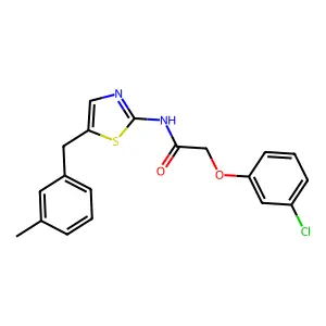 2-(3-chlorophenoxy)-N-[5-[(3-methylphenyl)methyl]-1,3-thiazol-2-yl]acetamide structure