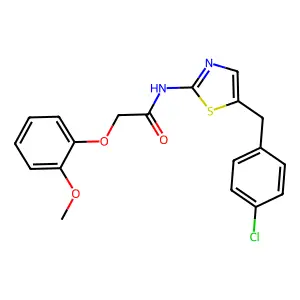 N-{5-[(4-Chlorophenyl)methyl]-1,3-thiazol-2-YL}-2-(2-methoxyphenoxy)acetamide structure