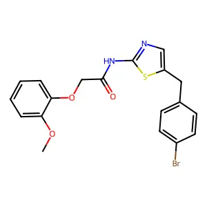 N-{5-[(4-Bromophenyl)methyl]-1,3-thiazol-2-YL}-2-(2-methoxyphenoxy)acetamide structure
