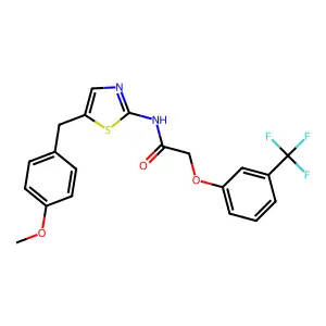 N-(5-(4-methoxybenzyl)thiazol-2-yl)-2-(3-(trifluoromethyl)phenoxy)acetamide structure