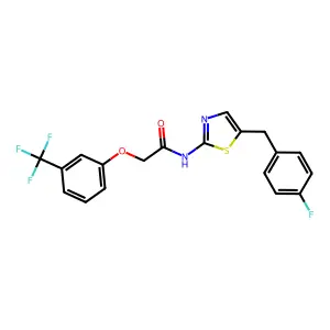 N-[5-(4-fluorobenzyl)-1,3-thiazol-2-yl]-2-[3-(trifluoromethyl)phenoxy]acetamide structure