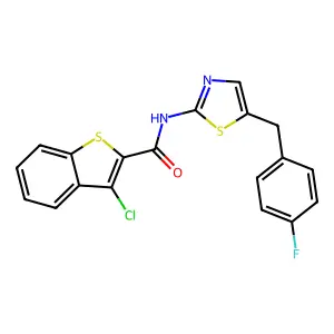 3-chloro-N-(5-(4-fluorobenzyl)thiazol-2-yl)benzo[b]thiophene-2-carboxamide structure