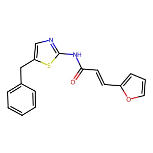 (E)-N-(5-benzyl-1,3-thiazol-2-yl)-3-(furan-2-yl)prop-2-enamide structure