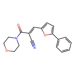 (E)-2-(morpholine-4-carbonyl)-3-(5-phenylfuran-2-yl)acrylonitrile structure